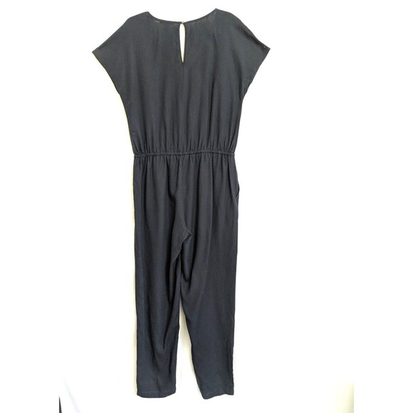 J. Crew Relaxed Jumpsuit S Linen Lyocell Drawstring Navy Blue Comfy Flowy - Picture 5 of 15